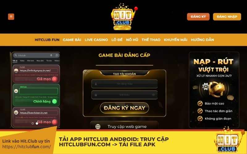 Tải App HitClub Android: Truy cập jvooievaarsnest.nl -> Tải file APK -> Mở quyền "Nguồn không xác định" -> Cài đặt & Chiến ngay!
